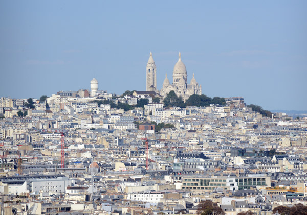 The Basilica of Sacr-Coeur and Montmartre from the 2nd Level of the Eiffel Tower