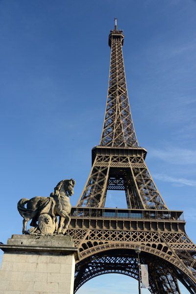 Eiffel Tower with the Gallic Warrior on the Jena Bridge