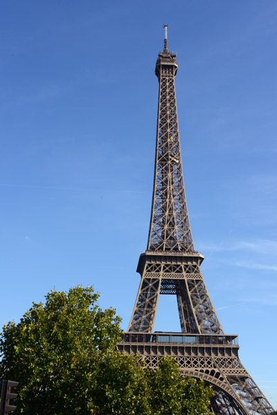 Eiffel Tower with blue sky in September