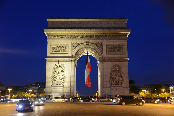 L'Arc de Triomphe - Arch of Triumph in the evening, Paris