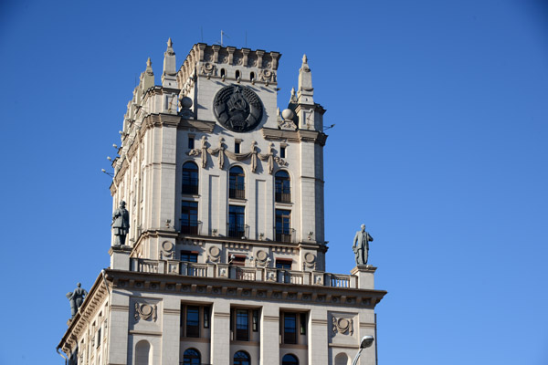 Coat-of-Arms of the Belarussian Soviet Socialist Republic  on the eastern tower