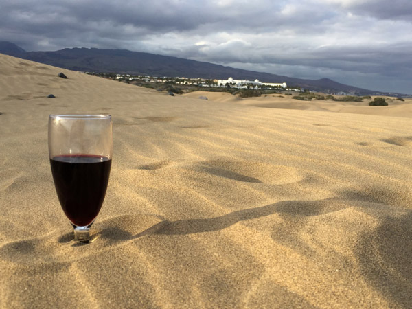Red wine on the Dunes of Maspalomas