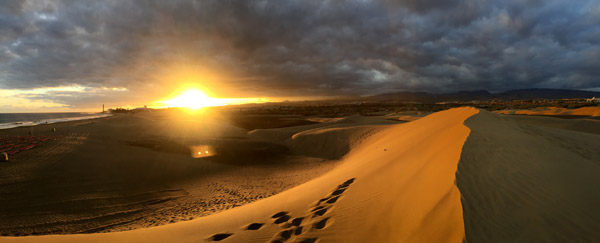 Panorama at sunset, Las Dunas, Maspalomas, Gran Canaria