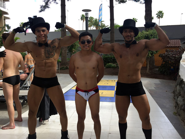 Max with a pair of Spanish bodybuilders, Maspalomas