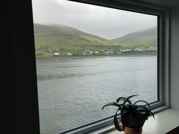 Sørvágsfjør∂ur from the window of Guesthouse Hugo