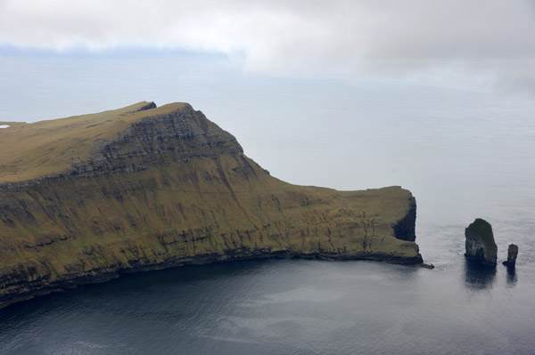 Seastack Drangarnir broken off from the rest of the island of Vgar, Faroe Islands