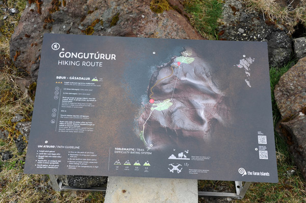 Gongutúrur hiking route, before the opening of the tunnel, the primary way to reach Gásadalur