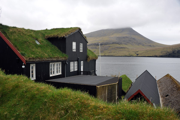Turf-roofed house in Bur, Srvgsfjr∂ur, Vgar, Faroe Islands