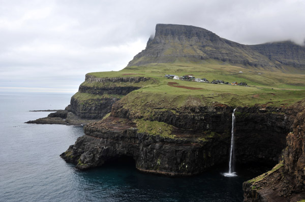 Iconic Faroe Islands view of Múlafossur, Vágar