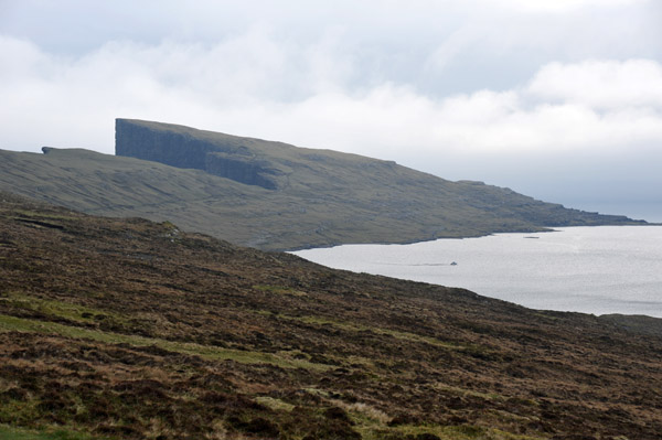 The Lake Above the Ocean is 40m above sea level and is drained by the waterfall Bøsdalafossur