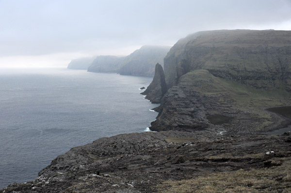 View of the south coast of Vágar from the top of the Trælanípan Cliffs, Vágar