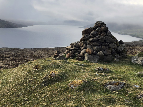 Stone Cairn with Sørvágsvatn (Leitisvatn), Vágar, Faroe Islands