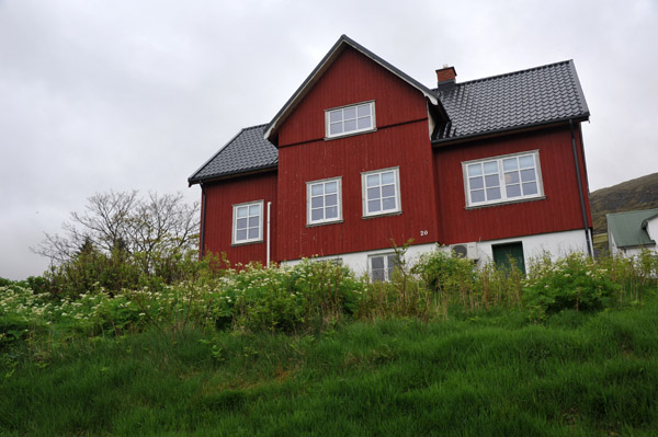 Red house overlooking the Port of Vestmanna, Streymoy
