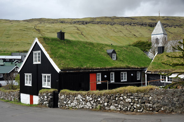 Turf-roofed house, Kvvk, Streymoy, Faroe Islands