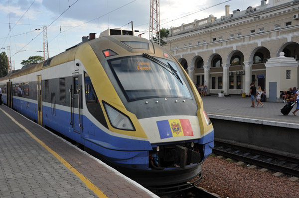 The Moldovan train from Odessa to Chisinau stoops in Tiraspol, Transnistria