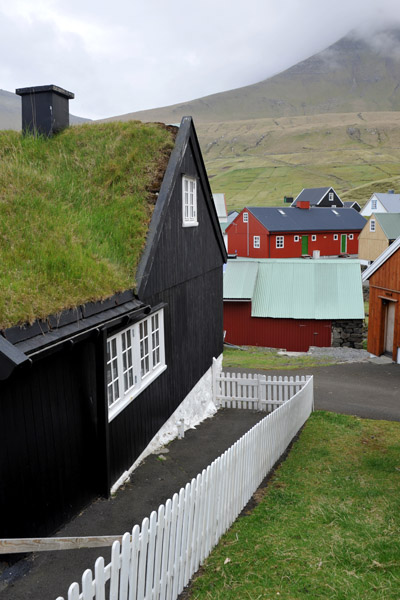 Turf roofed house, Gjgv, Eysturoy, Faroe Islands