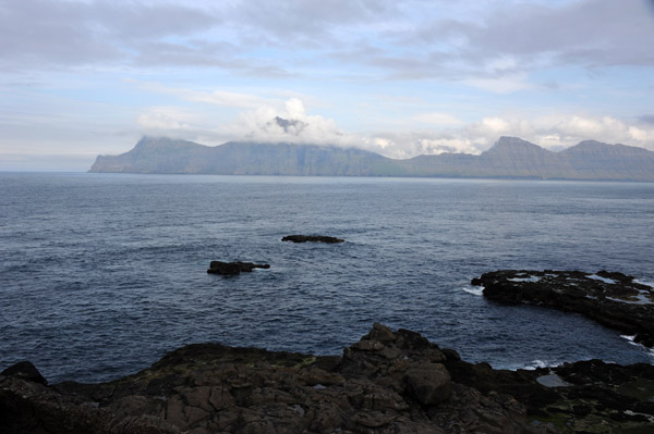 The neighboring island of Kalsoy to the east of Gjgv, Eysturoy