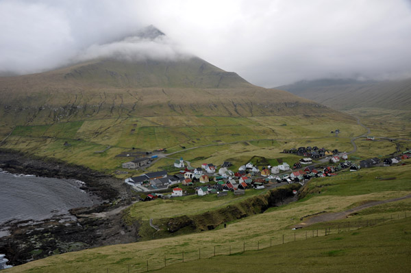 Village of Gjgv and the natural harbor from the top of the stairs