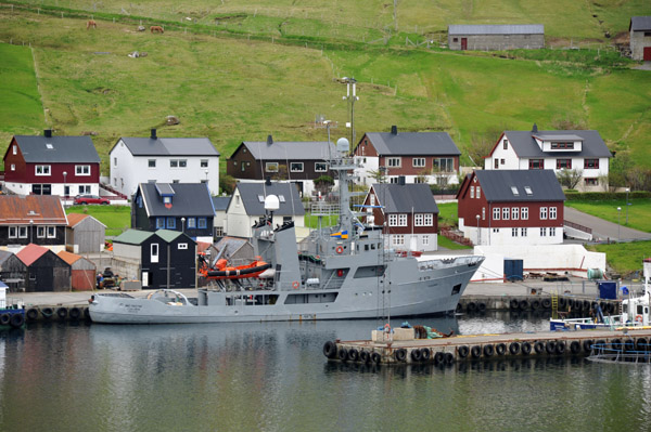 Faroese fishery patrol boat Tjaldrio, port of Norðragøta, Faroe Islands