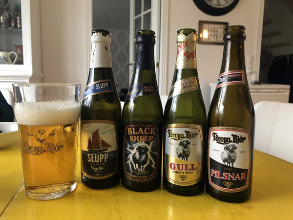 Selection of Froya Bjr, Faroese beer brewed locally in Klaksvk