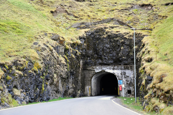West entrance of the rnafjarartunnilin, a 1680m single lane tunnel opened in 1965