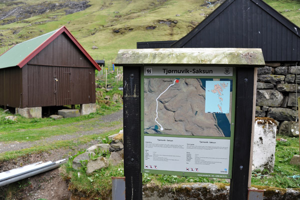 Map of the Tjrnuvk to Saksun hiking route, Faroe Islands