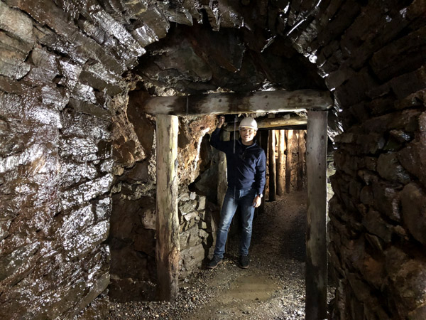 A small section of tunnel is open at the Great Laxey Mine