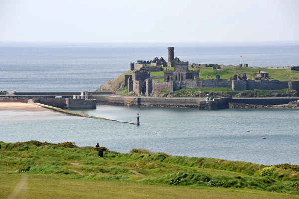 First view of the impressive Peel Castle coming down the west coast of the Isle of Man