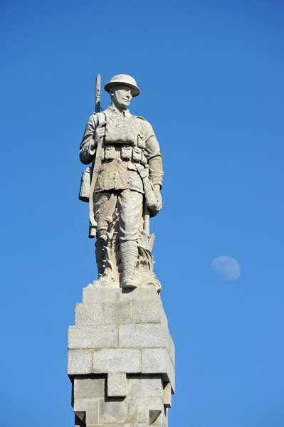 Douglas War Memorial with the moon, Isle of Man