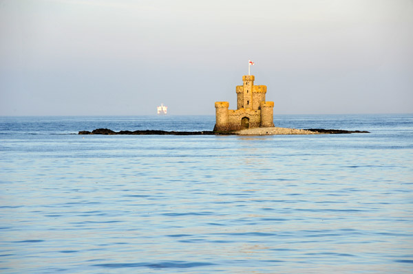 The Tower of Refuge in the evening, high tide, Douglas Bay