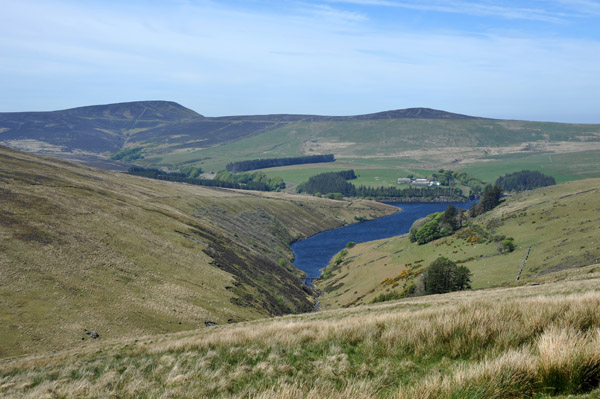 Sulby Reservoir from the A14 descending to the west coast of the Isle fo Man