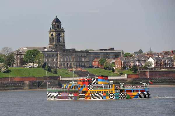 Wallasey Town Hall with the Mersey River Ferry