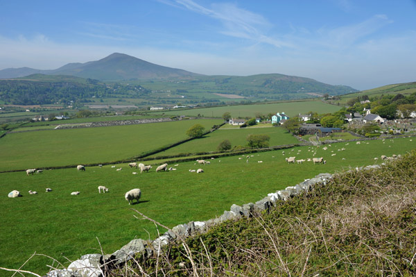 Green fields at Maughold and Mount Snaefel, Isle fo Man