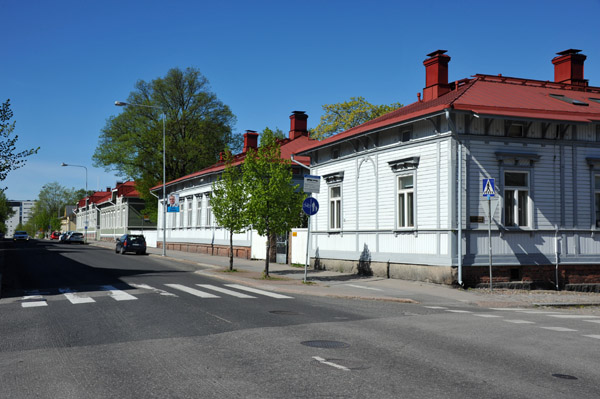 Typical single story wooden houses lining Puutarhakatu, Turku