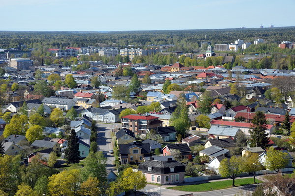 Old Rauma with low rise apartments in the flat landscape of southwest Finland