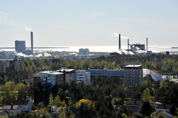 Industrial zone along the Gulf of Bothnia from the Rauma Water Tower