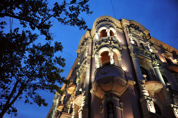 Hotel Bristol illuminated in the evening, Odessa