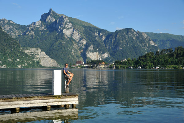 Max on a dock, Traunkirchen, Traunsee
