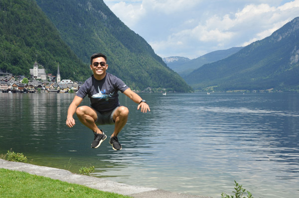 Max enjoying Hallstatt, a village loved by Asian tourists