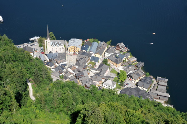 Looking down on Hallstatt from the Skywalk