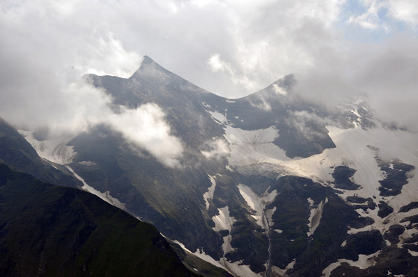 Großglockner, Austria's tallest mountain, is hidden in the clouds