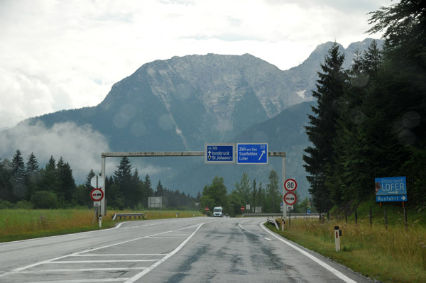 Driving through Austria's western Salzburger Land in the rain