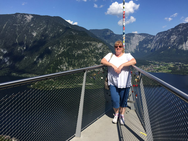 Debbie at the Hallstatt Skywalk