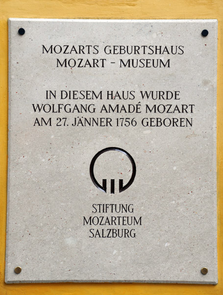 Mozart was born in this house 27 January 1756