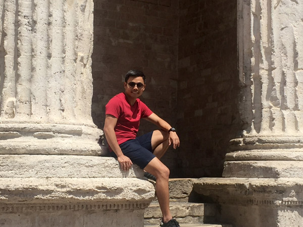 Max at the Temple of Minerva, Assisi 