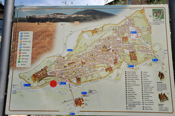 Tourist map of the old town of Assisi