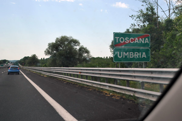 Entering Umbria from Tuscany on the Autostrade del Sole
