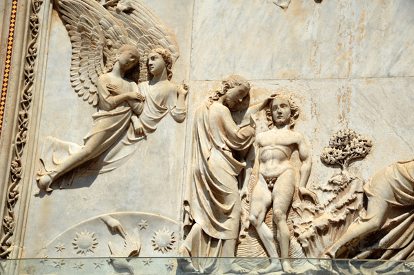 Creation of Adam bas-relief sculptures, early 14th C.