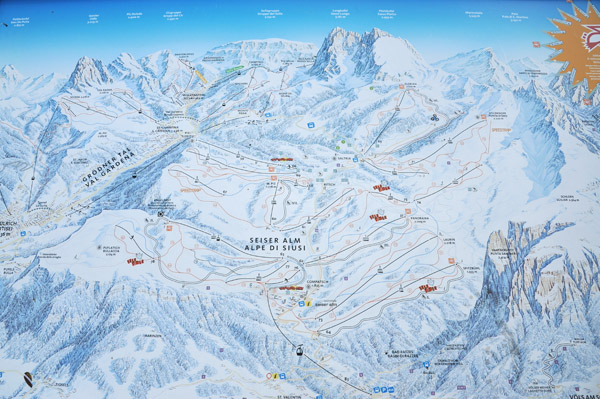 Winter map of the ski lifts of Seiser Alm-Alpe di Siusi