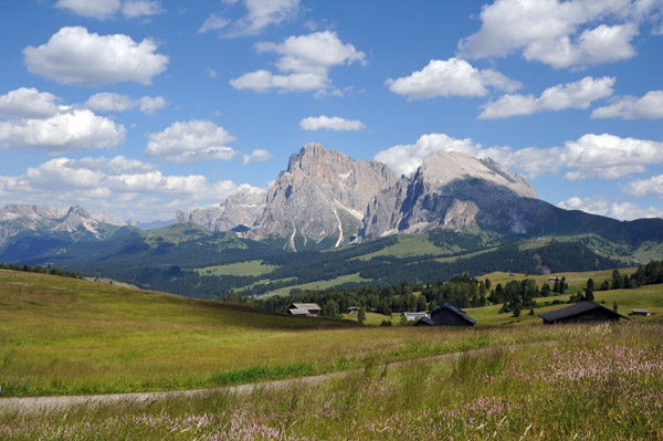Hiking the high alpine meadow of Seiser Alm
